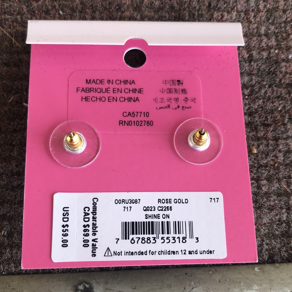 NWT Kate Spade ♠️ Sparkly Rhinestone Rose Gold Earrings - Picture 10 of 12